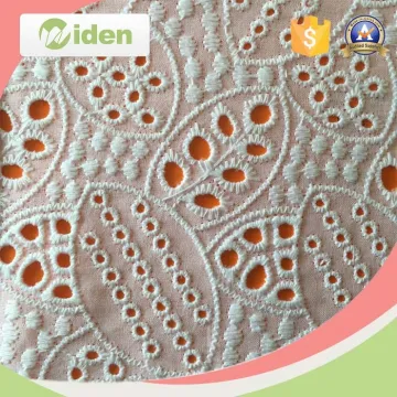 White cotton embroidery lace fabric