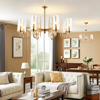 Rustic Hotel Lobby Chandeliers: Chinese Copper Electric Candles for Dining Room