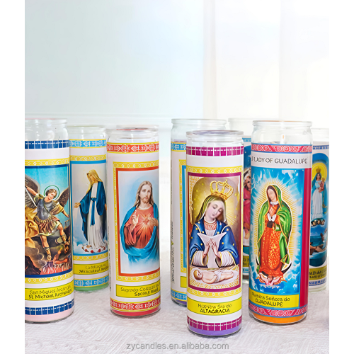 wholesale religious church 7days glass candle low price