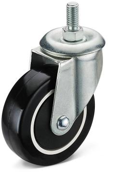 Caster de rueda PU de tronco roscado de servicio medio