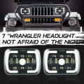 Square 7 Inch Motorcycle Led Headlights For Jeep