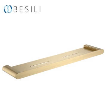 Brushed Gold Towel Rack and Stainless Steel Shelf for Hotel Restroom