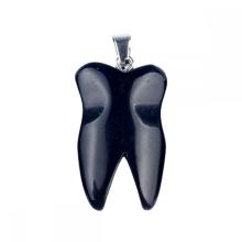 Black Obsidian Tooth Necklace for Women Men Handmade Craved Stone Teeth