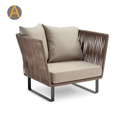 Rope Sofa Double Seat Patio Garden Aluminum Sofa
