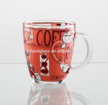Machine made etched coffee cup with logo