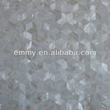 Pure white freshwater shell mosaic tile rhombus diamond pattern