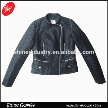 Hot spring Circular lapel slim black women's coat