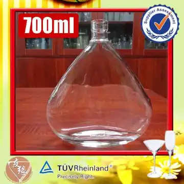 Alcohol high transparent 700ml triangle special shape glass bottle
