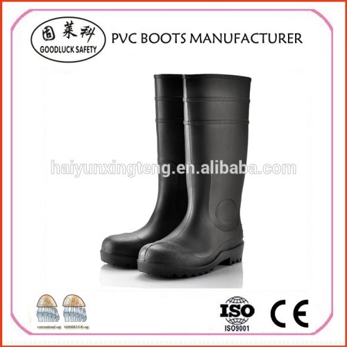 Anti-Skid Black Men Knee High PVC Mining Safety Boots