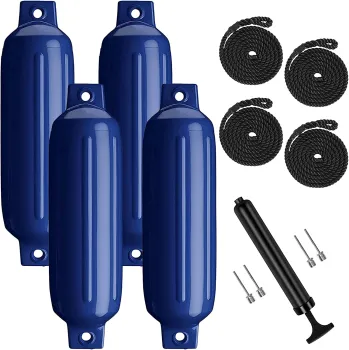 4 Pack 4.5'' x 16'' Ribbed Twin Eyes Boat Fenders