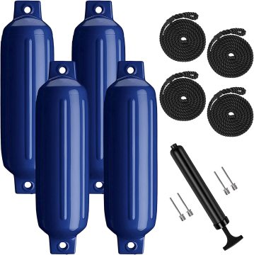 4 Pack 4.5'' x 16'' Ribbed Twin Eyes Boat Fenders