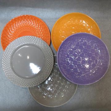 Embossed Plate With Colored Glaze