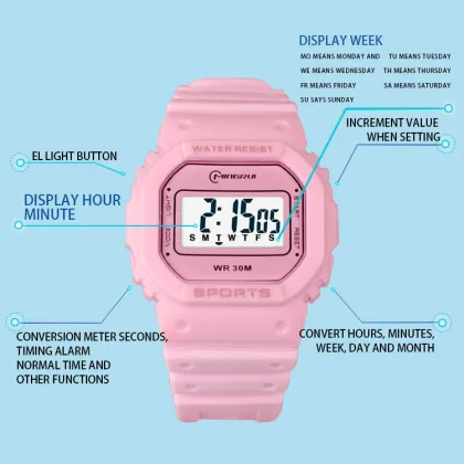 Mingrui Student Square Chronograph Waterproof Digital Watch