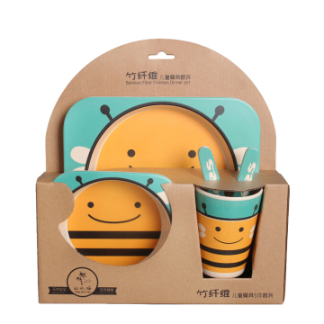 Wholesale Biodegradable Eco Friendly Bamboo Fiber Kids Tableware Sets Dinner Plates Sets Dinnerware Sets For Children