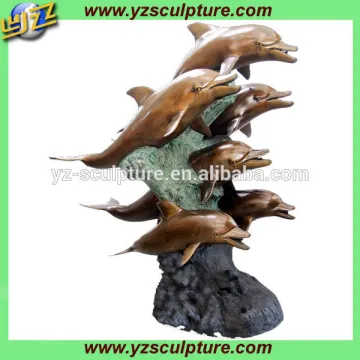 bronze dolphin water fountain for outdoor decoration