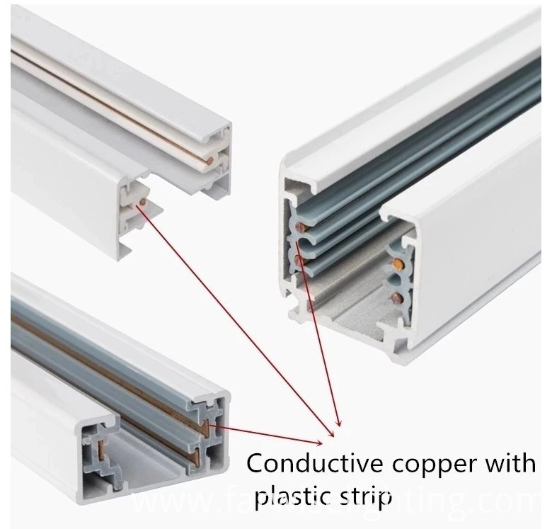 custom Brand new PVC plastic tape and good quality cooper conductive core co-extrusion profile for track light rail system