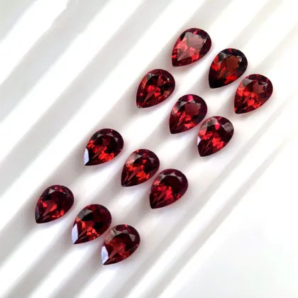 Pear Shaped Faceted Natural Red Garnet Loose Gems