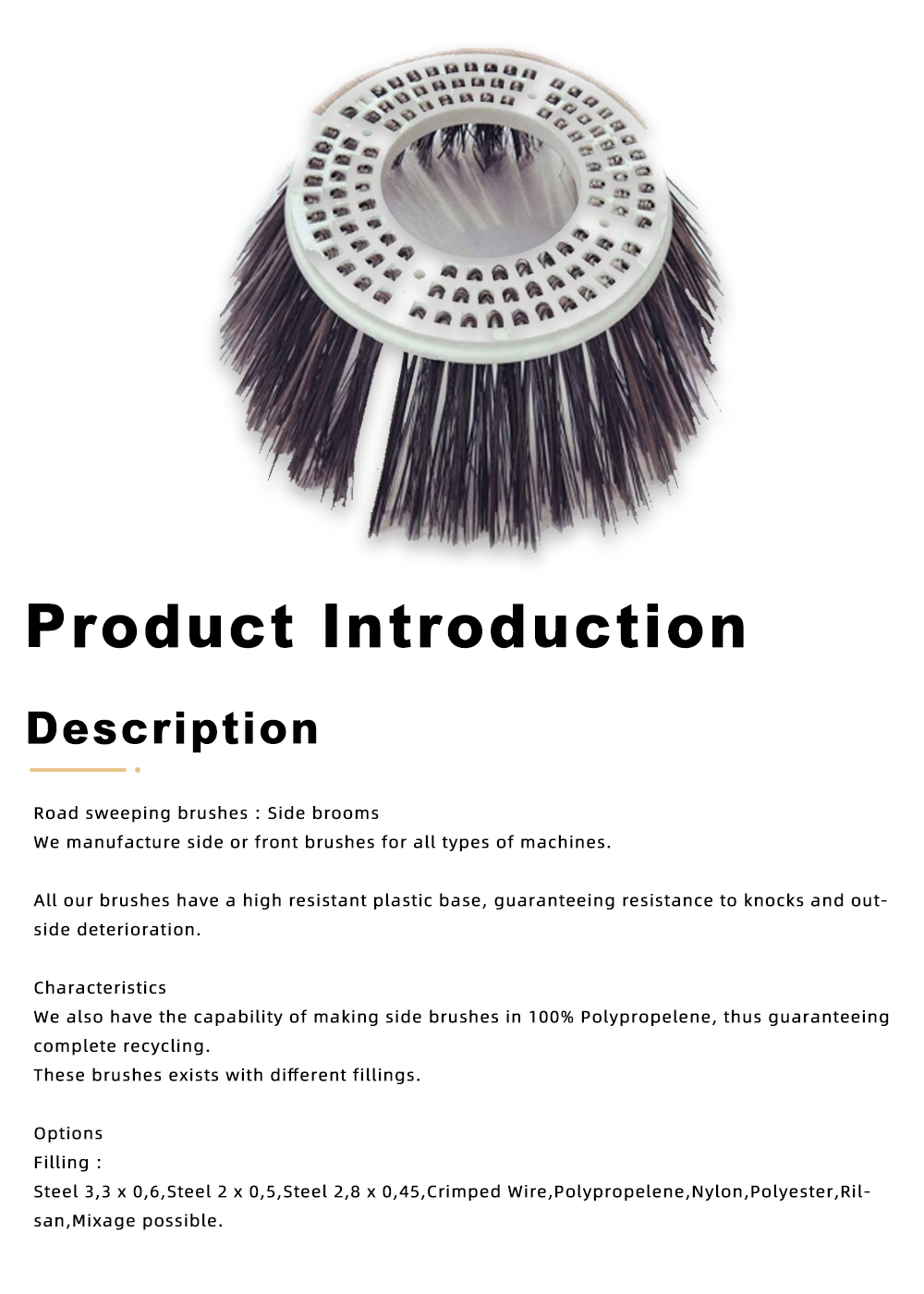 Steel wire side broom used for sweepers x