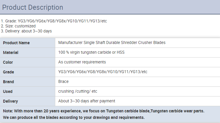 shredder blade product description