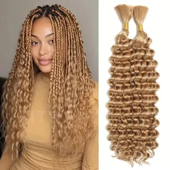 24-inch Water Wave Ombre Fiber Deep Twist Braids: 100g Aruba Curl Synthetic Hair Extension in Boho Bulk Style