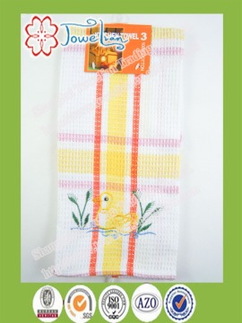100%cotton embroidery colour checkered kitchen towel