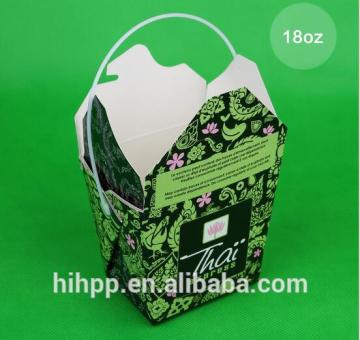 Disposable Paper Take Away Noodle Box With Handle Custom Logo White Cardboard Noodle Box