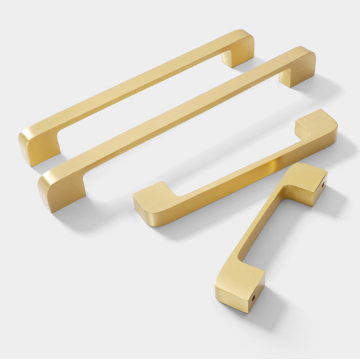 Minimalist Pirinç Mat Fırçalanmış Altın Dolap Kulpları