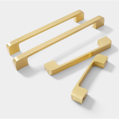 Minimalist Pirinç Mat Fırçalanmış Altın Dolap Kulpları