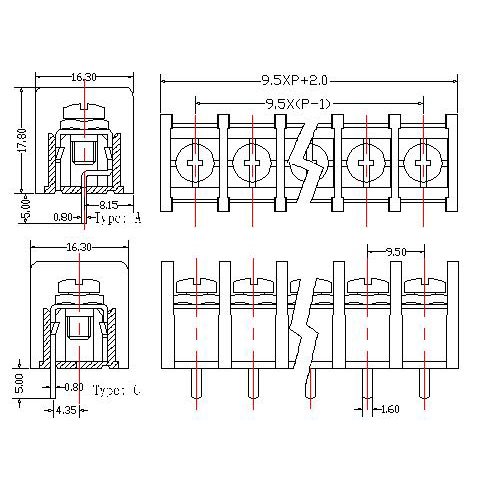 AT845-9.5XXX-ACW Barrier Terminal Block Pitch9.5mm AT845-9.5XXX-ACW Barrier Terminal Block Pitch9.5mm
