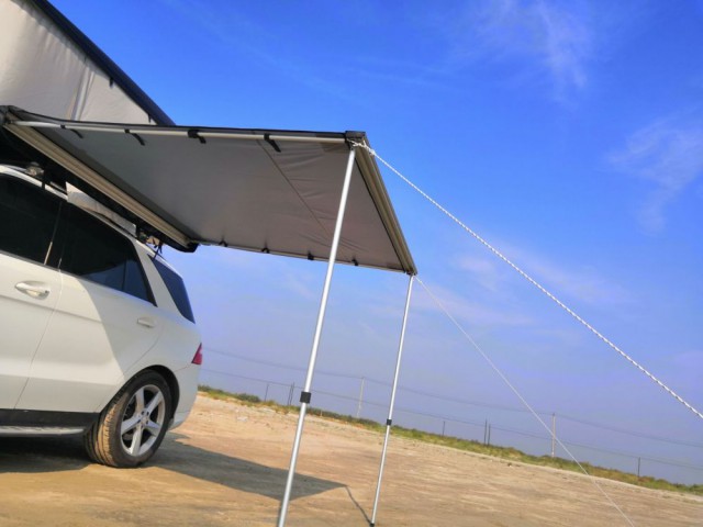 Car Side Awning With Carry Bag Telescoping Poles Sunshade Rooftop Tent