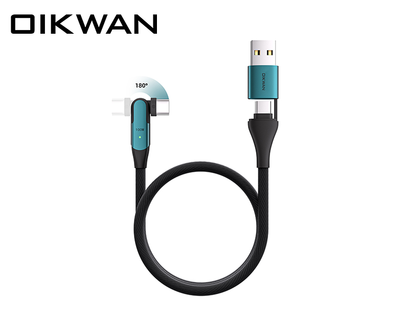 USB+USB-C đến USB-C (quay) Siêu phí+Cáp dữ liệu PD100W