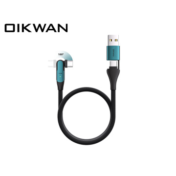 USB+USB-C에서 USB-C (로타리) 슈퍼 충전+PD100W 데이터 케이블