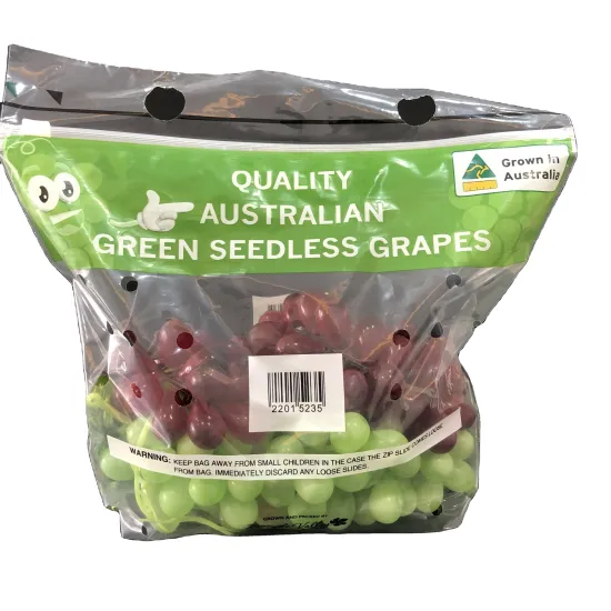 Customized Printing Australia Quality Grape Bags Fruit and Vegetable Vented Zipper Bag