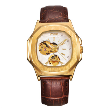 Custom logo watch with genuine leather band