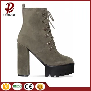 high heel suede women boots with lace