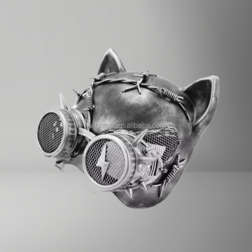 Steampunk Cat Mask with LED Goggles - Handmade Halloween Party Mask Manufacturer