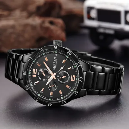 current promotional three eyes six hand quartz watch