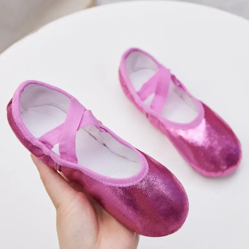 Girls Ballet Shoes for Girls Split-Sole Toddler Glitter Flats for Kids Dance