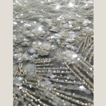 Glitter pärla tyll pärla broderat nät tyg
