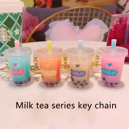 Unique Boba-Themed Accessories: Explore Pearl Milk Tea Cup, Teddy Bear, and Floating Boba Keychains