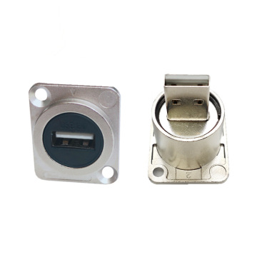 USB 2.0 Panel Mount PCB Double Headed Wall Socket with Waterproof Connectors