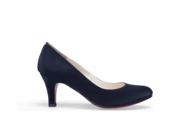 Fashion Black High Heel Pump Shoes , Custom Middle Heel Leather Pump