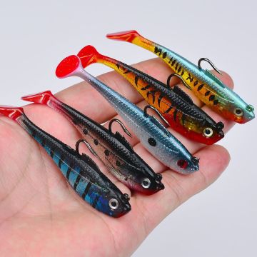 Vente chaude T-Tail Pike Swimbait Fishing Lures - Bât doux à couler lent avec tête de gabarit de plomb (5 cm / 3,6 g, 8 cm / 9,5 g, 11 cm / 24,6 g)
