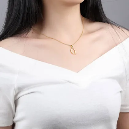 Custom Diamond Gold Initial Pendant Necklace