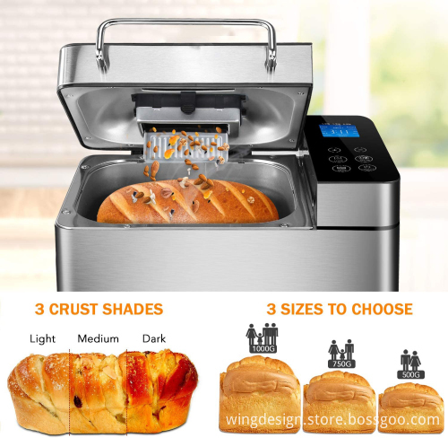 Household Bread Machine Makers with LED Display and 17-19 Automatic Programs
