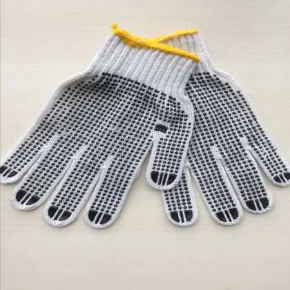 Red Dotted Natural Bleach White Cotton Glove