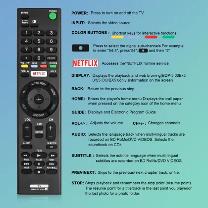 RMT-TX100U Universal IR Remote Control for Sony TV