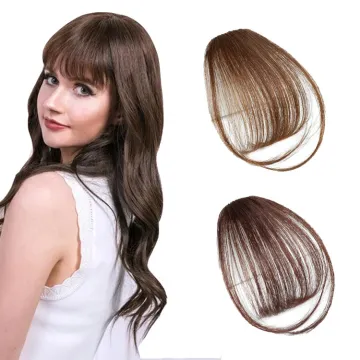 Small Short 3D Air Hair Bangs with Temples Human Hair Clip in Hair Extensions Natural Hairpiece for Women Straight Clips