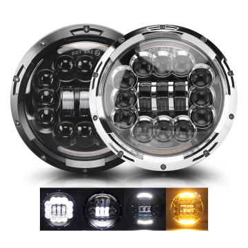البيع بالجملة مزدوج اللون DRL 24V 12V 7 بوصة مستديرة المصابيح الأمامية