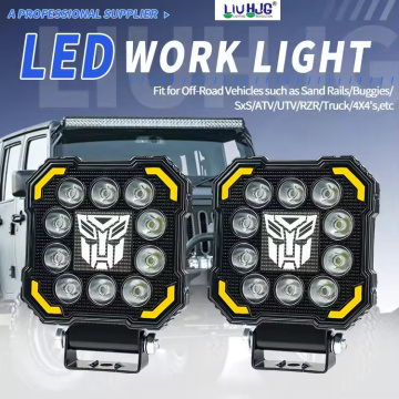 LIUHJG 12-80V 10 Lens Square Motorcycle Sport Light RGB Auxiliary Motorcycle Led Work Light